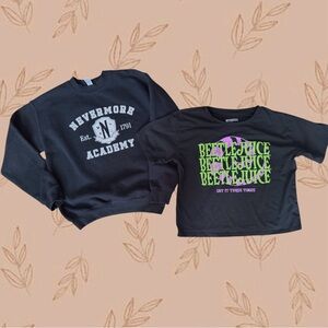 Bundle Wednesday nevermore Beetlejuice crewneck sweatshirt crop tshirt girls